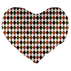 Halloween Palette Plaids   Large 19  Premium Heart Shape Cushions by ConteMonfrey