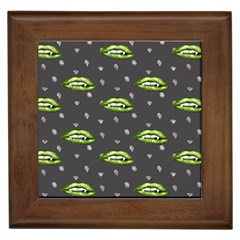 Green Vampire Mouth - Halloween Modern Decor Framed Tile by ConteMonfrey