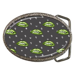 Green Vampire Mouth - Halloween Modern Decor Belt Buckles by ConteMonfrey