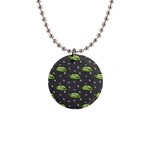 Green Vampire Mouth - Halloween Modern Decor 1  Button Necklace Front