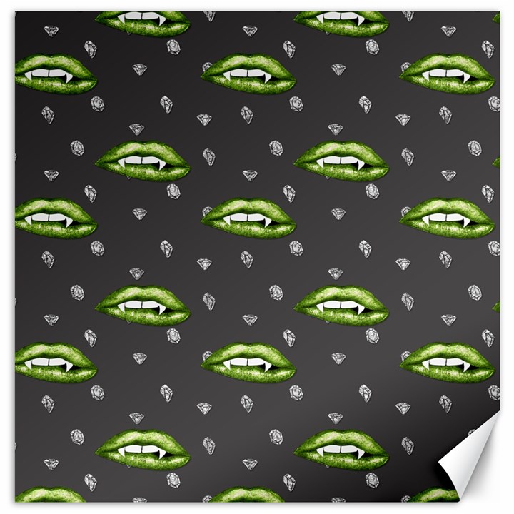 Green Vampire Mouth - Halloween Modern Decor Canvas 20  x 20 