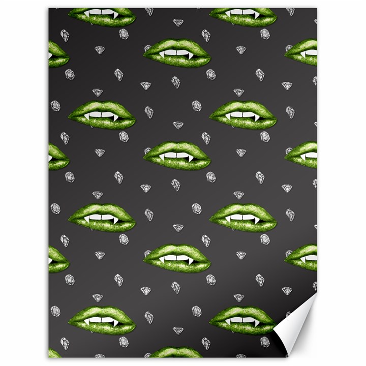 Green Vampire Mouth - Halloween Modern Decor Canvas 18  x 24 