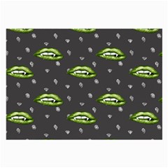 Green Vampire Mouth - Halloween Modern Decor Large Glasses Cloth by ConteMonfrey