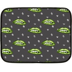 Green Vampire Mouth - Halloween Modern Decor Double Sided Fleece Blanket (mini)  by ConteMonfrey