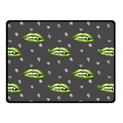 Green Vampire Mouth - Halloween Modern Decor Fleece Blanket (small) by ConteMonfrey