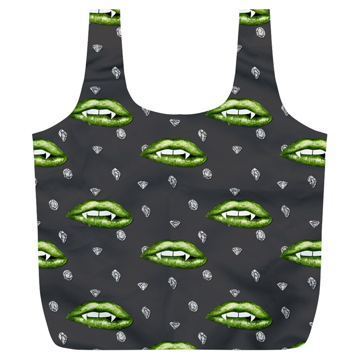 Green Vampire Mouth - Halloween Modern Decor Full Print Recycle Bag (XL)