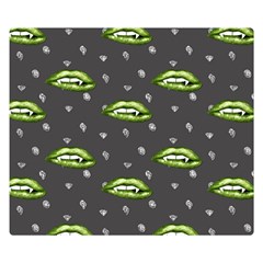 Green Vampire Mouth - Halloween Modern Decor Double Sided Flano Blanket (small)  by ConteMonfrey