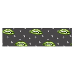 Green Vampire Mouth - Halloween Modern Decor Oblong Satin Scarf (16  X 60 ) by ConteMonfrey