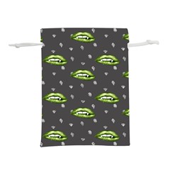 Green Vampire Mouth - Halloween Modern Decor Lightweight Drawstring Pouch (l) by ConteMonfrey