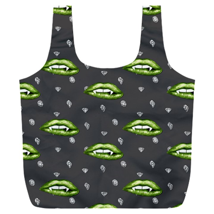 Green Vampire Mouth - Halloween Modern Decor Full Print Recycle Bag (XXL)