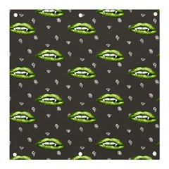 Green Vampire Mouth - Halloween Modern Decor Banner And Sign 3  X 3  by ConteMonfrey