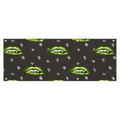 Green Vampire Mouth - Halloween Modern Decor Banner And Sign 8  X 3  by ConteMonfrey