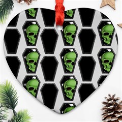 Coffins And Skulls - Modern Halloween Decor  Ornament (heart) by ConteMonfrey