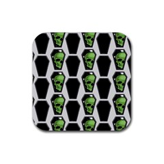 Coffins And Skulls - Modern Halloween Decor  Rubber Coaster (square) by ConteMonfrey