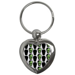 Coffins And Skulls - Modern Halloween Decor  Key Chain (heart) by ConteMonfrey