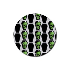 Coffins And Skulls - Modern Halloween Decor  Rubber Coaster (round)