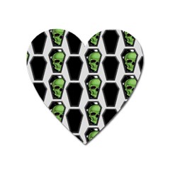 Coffins And Skulls - Modern Halloween Decor  Heart Magnet by ConteMonfrey