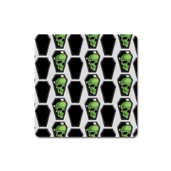 Coffins And Skulls - Modern Halloween Decor  Square Magnet by ConteMonfrey