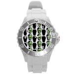 Coffins And Skulls - Modern Halloween Decor  Round Plastic Sport Watch (L) Front