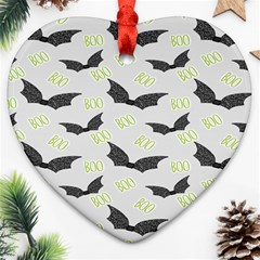 Boo! Bat Rain - Halloween Decor  Ornament (heart) by ConteMonfrey