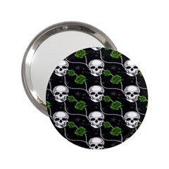 Green Roses And Skull - Romantic Halloween   2 25  Handbag Mirrors by ConteMonfrey