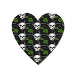 Green Roses And Skull - Romantic Halloween   Heart Magnet Front