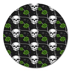 Green Roses And Skull - Romantic Halloween   Magnet 5  (round) by ConteMonfrey