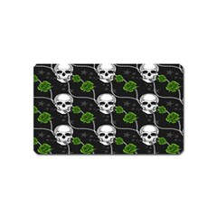 Green Roses And Skull - Romantic Halloween   Magnet (name Card) by ConteMonfrey