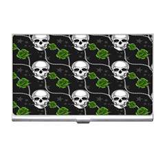 Green Roses And Skull - Romantic Halloween   Business Card Holder by ConteMonfrey