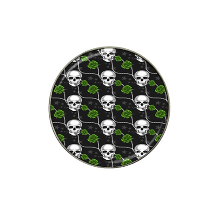 Green Roses And Skull - Romantic Halloween   Hat Clip Ball Marker