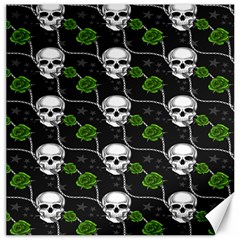 Green Roses And Skull - Romantic Halloween   Canvas 12  X 12  by ConteMonfrey