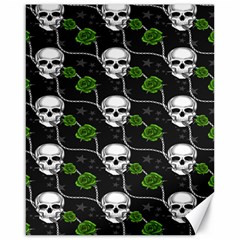 Green Roses And Skull - Romantic Halloween   Canvas 16  X 20  by ConteMonfrey