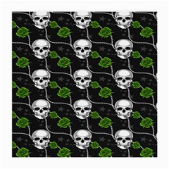 Green Roses And Skull - Romantic Halloween   Medium Glasses Cloth by ConteMonfrey