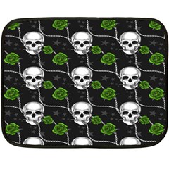 Green Roses And Skull - Romantic Halloween   Double Sided Fleece Blanket (mini)  by ConteMonfrey