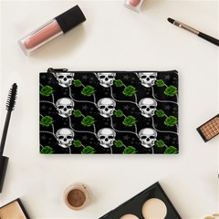 Green Roses And Skull - Romantic Halloween   Cosmetic Bag (small) by ConteMonfrey