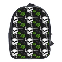 Green Roses And Skull - Romantic Halloween   School Bag (large) by ConteMonfrey