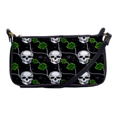 Green Roses And Skull - Romantic Halloween   Shoulder Clutch Bag by ConteMonfrey