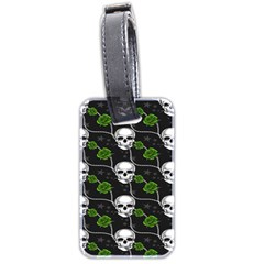 Green Roses And Skull - Romantic Halloween   Luggage Tag (two Sides) by ConteMonfrey