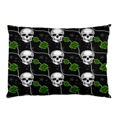 Green Roses And Skull - Romantic Halloween   Pillow Case (two Sides) by ConteMonfrey