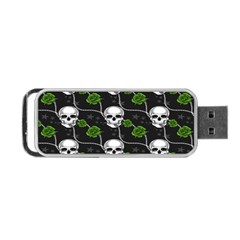 Green Roses And Skull - Romantic Halloween   Portable Usb Flash (one Side) by ConteMonfrey