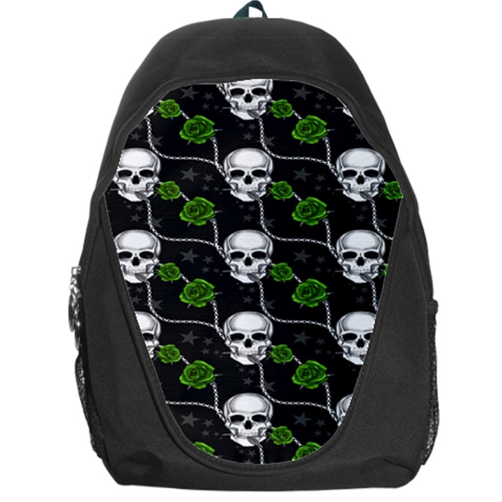 Green Roses And Skull - Romantic Halloween   Backpack Bag