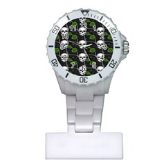 Green Roses And Skull - Romantic Halloween   Plastic Nurses Watch by ConteMonfrey