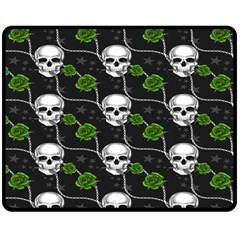 Green Roses And Skull - Romantic Halloween   Double Sided Fleece Blanket (medium)  by ConteMonfrey