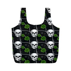 Green Roses And Skull - Romantic Halloween   Full Print Recycle Bag (m) by ConteMonfrey