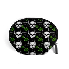 Green Roses And Skull - Romantic Halloween   Accessory Pouch (small) by ConteMonfrey