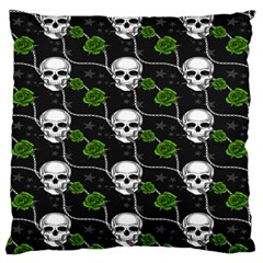 Green Roses And Skull - Romantic Halloween   Standard Flano Cushion Case (one Side) by ConteMonfrey