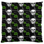 Green Roses And Skull - Romantic Halloween   Standard Flano Cushion Case (Two Sides) Front