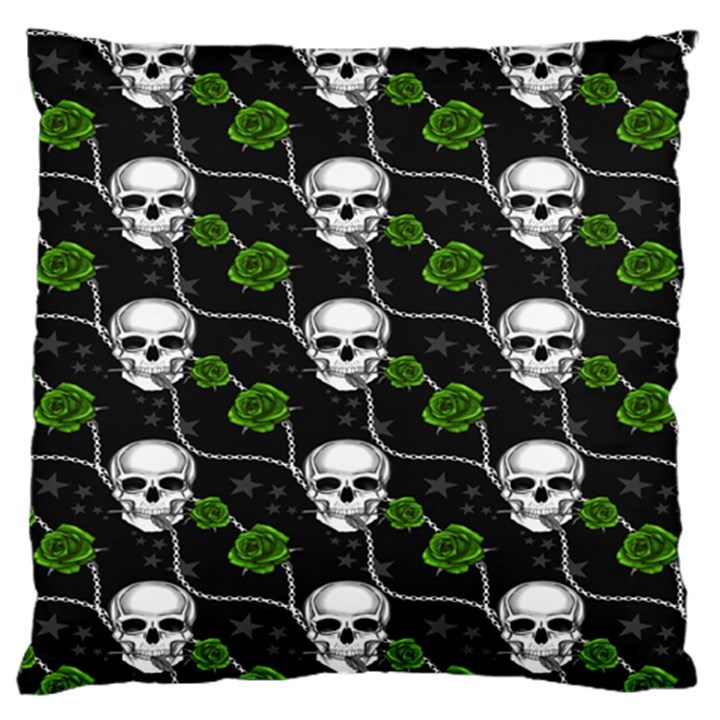 Green Roses And Skull - Romantic Halloween   Standard Flano Cushion Case (Two Sides)