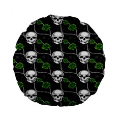 Green Roses And Skull - Romantic Halloween   Standard 15  Premium Flano Round Cushions by ConteMonfrey