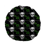 Green Roses And Skull - Romantic Halloween   Standard 15  Premium Flano Round Cushions Front